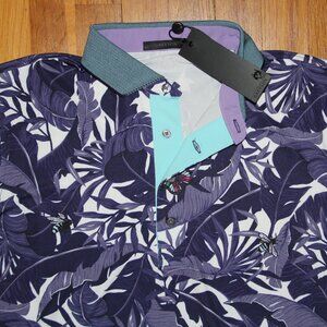 Greyson Lost World Short Sleeve Golf Polo Mens L XL Abyss Bees Butterfly